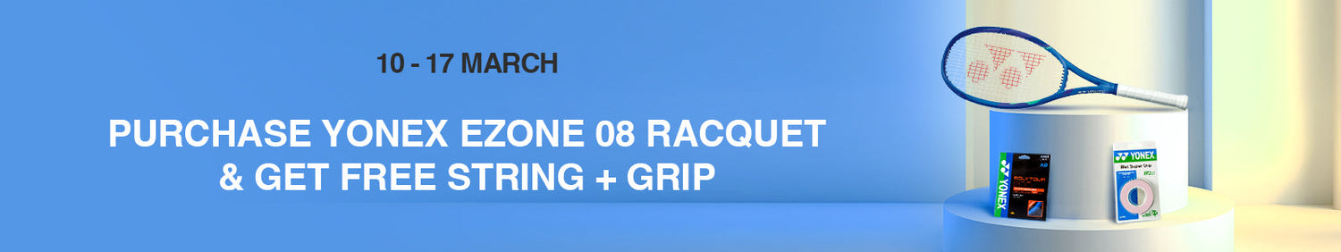 (10.03 - 17.03) 08 EZONE RACKETS free strings & grips